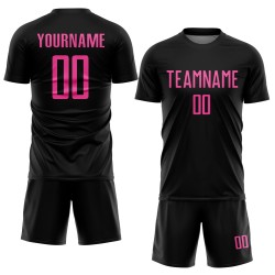 Sublimation Custom Soccer Black Jersey Uniform Pink