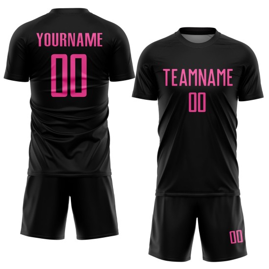 Sublimation Custom Soccer Black Jersey Uniform Pink Sublimation Custom Soccer Black Jersey Uniform Pink