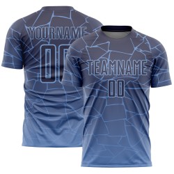 Light Sublimation Jersey Gray Blue Custom Soccer Uniform Lines