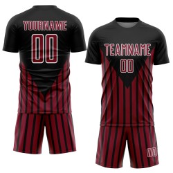 Uniform Custom Black Crimson-White Soccer Jersey Lines Sublimation Uniform Custom Black Crimson-White Soccer Jersey Lines Sublimation