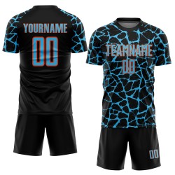 Network Sublimation Uniform Soccer Blue-Orange Custom Abstract Jersey Black Sky Splash