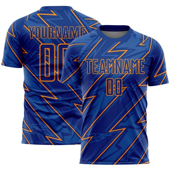 Jersey Uniform Lightning Sublimation Custom Bay Orange Royal Soccer Jersey Uniform Lightning Sublimation Custom Bay Orange Royal Soccer