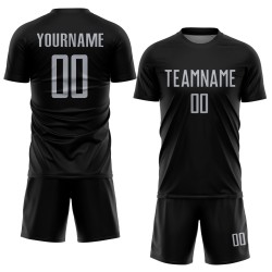 Jersey Black Gray Uniform Sublimation Custom Soccer