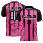 Line Sublimation Soccer Jersey Custom Uniform Black Pink-White Line Sublimation Soccer Jersey Custom Uniform Black Pink-White
