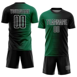 Gradient Uniform Green-White Black Line Sublimation Soccer Custom Kelly Jersey