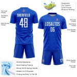 Jersey Black Sublimation Geometric Blue Shapes Thunder Custom Soccer Uniform Jersey Black Sublimation Geometric Blue Shapes Thunder Custom Soccer Uniform