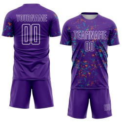 Orange-Teal Abstract Bay Uniform Soccer Purple Sublimation Fragment Jersey Art Custom