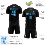 Jersey Custom Sublimation Blue Soccer Black Uniform Sky Jersey Custom Sublimation Blue Soccer Black Uniform Sky