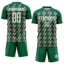 Uniform Sublimation Custom Green Jersey Shape Pink Zigzag White-Medium Soccer Kelly