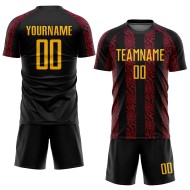 Jersey Abstract Soccer Shape Black Uniform Custom Gold-Red Sublimation Jersey Abstract Soccer Shape Black Uniform Custom Gold-Red Sublimation