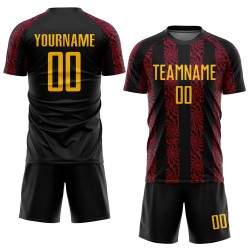 Jersey Abstract Soccer Shape Black Uniform Custom Gold-Red Sublimation