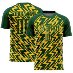 Sublimation Uniform Soccer Green Custom Lightning Yellow Jersey