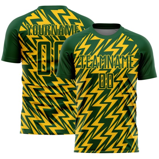 Sublimation Uniform Soccer Green Custom Lightning Yellow Jersey Sublimation Uniform Soccer Green Custom Lightning Yellow Jersey