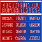 Line Custom Soccer Uniform Jersey Red-White Gradient Blue Thunder Sublimation Line Custom Soccer Uniform Jersey Red-White Gradient Blue Thunder Sublimation