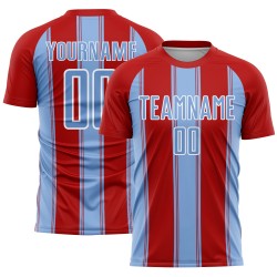 Jersey Sublimation Soccer Line Red Uniform Light Custom Blue-White