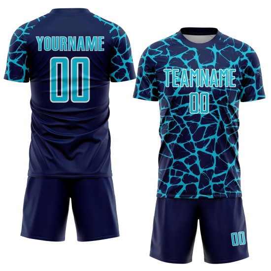 Abstract Uniform Network Lakes Custom Sublimation Navy Splash Jersey Soccer Blue-White Abstract Uniform Network Lakes Custom Sublimation Navy Splash Jersey Soccer Blue-White