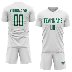 Sublimation Custom Soccer Green Jersey Uniform Kelly White