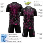 Uniform Sublimation Jersey Custom Deep Pink Lightning Soccer Black Uniform Sublimation Jersey Custom Deep Pink Lightning Soccer Black