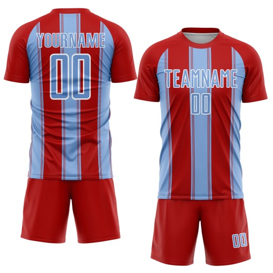 Jersey Sublimation Soccer Line Red Uniform Light Custom Blue-White Jersey Sublimation Soccer Line Red Uniform Light Custom Blue-White