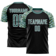 Curved Midnight Lines Soccer Black Green-White Sublimation Jersey Wavy And Uniform Custom