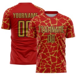 Splash Network Abstract Custom Jersey Sublimation Gold-Black Uniform Red Old Soccer