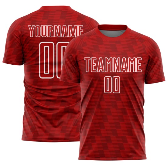 Jersey Uniform Red Soccer White Sublimation Line Custom Jersey Uniform Red Soccer White Sublimation Line Custom