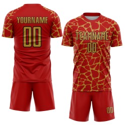 Splash Network Abstract Custom Jersey Sublimation Gold-Black Uniform Red Old Soccer