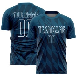 Soccer White Navy Uniform Geometric Sublimation Custom Shapes Jersey
