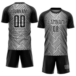 Jersey Lines Sublimation White Black Custom Soccer Uniform Jersey Lines Sublimation White Black Custom Soccer Uniform
