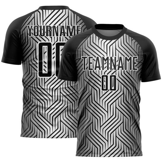 Jersey Lines Sublimation White Black Custom Soccer Uniform Jersey Lines Sublimation White Black Custom Soccer Uniform