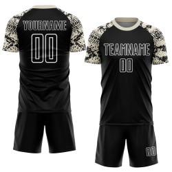 Black Skin Jersey Sublimation Uniform Custom Snake Cream-White Soccer Black Skin Jersey Sublimation Uniform Custom Snake Cream-White Soccer