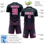 Sublimation Jersey Custom Soccer Uniform Navy Pink-White Lines Sublimation Jersey Custom Soccer Uniform Navy Pink-White Lines