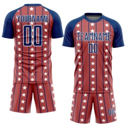 Uniform Royal-White Custom Stars And Red Soccer Sublimation Jersey Stripes Uniform Royal-White Custom Stars And Red Soccer Sublimation Jersey Stripes