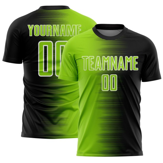 Green-White Line Soccer Sublimation Uniform Jersey Neon Custom Black Gradient Green-White Line Soccer Sublimation Uniform Jersey Neon Custom Black Gradient