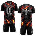 Jersey Soccer Uniform Black Gray Flame Red-Gold Custom Sublimation Jersey Soccer Uniform Black Gray Flame Red-Gold Custom Sublimation