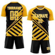 Jersey Black Lines Soccer Sublimation Gold-White Custom Uniform Jersey Black Lines Soccer Sublimation Gold-White Custom Uniform
