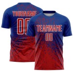 Soccer Custom Red-White Jersey Sublimation Abstract Fragment Art Royal Uniform Soccer Custom Red-White Jersey Sublimation Abstract Fragment Art Royal Uniform