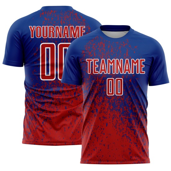Soccer Custom Red-White Jersey Sublimation Abstract Fragment Art Royal Uniform Soccer Custom Red-White Jersey Sublimation Abstract Fragment Art Royal Uniform