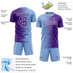 Blue Gradient Jersey Line Uniform Light Soccer Purple-White Sublimation Custom Blue Gradient Jersey Line Uniform Light Soccer Purple-White Sublimation Custom