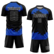 Blue-White Uniform Art Black Abstract Soccer Fragment Jersey Thunder Custom Sublimation Blue-White Uniform Art Black Abstract Soccer Fragment Jersey Thunder Custom Sublimation