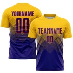 Custom Sublimation Soccer Gold Uniform Jersey Purple-Orange Dark Custom Sublimation Soccer Gold Uniform Jersey Purple-Orange Dark