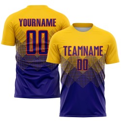 Custom Sublimation Soccer Gold Uniform Jersey Purple-Orange Dark